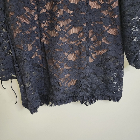 For Love & Lemons Violetta Black Lace Puff Sleeve Cocktail Dress Med Night Out - Picture 7 of 16